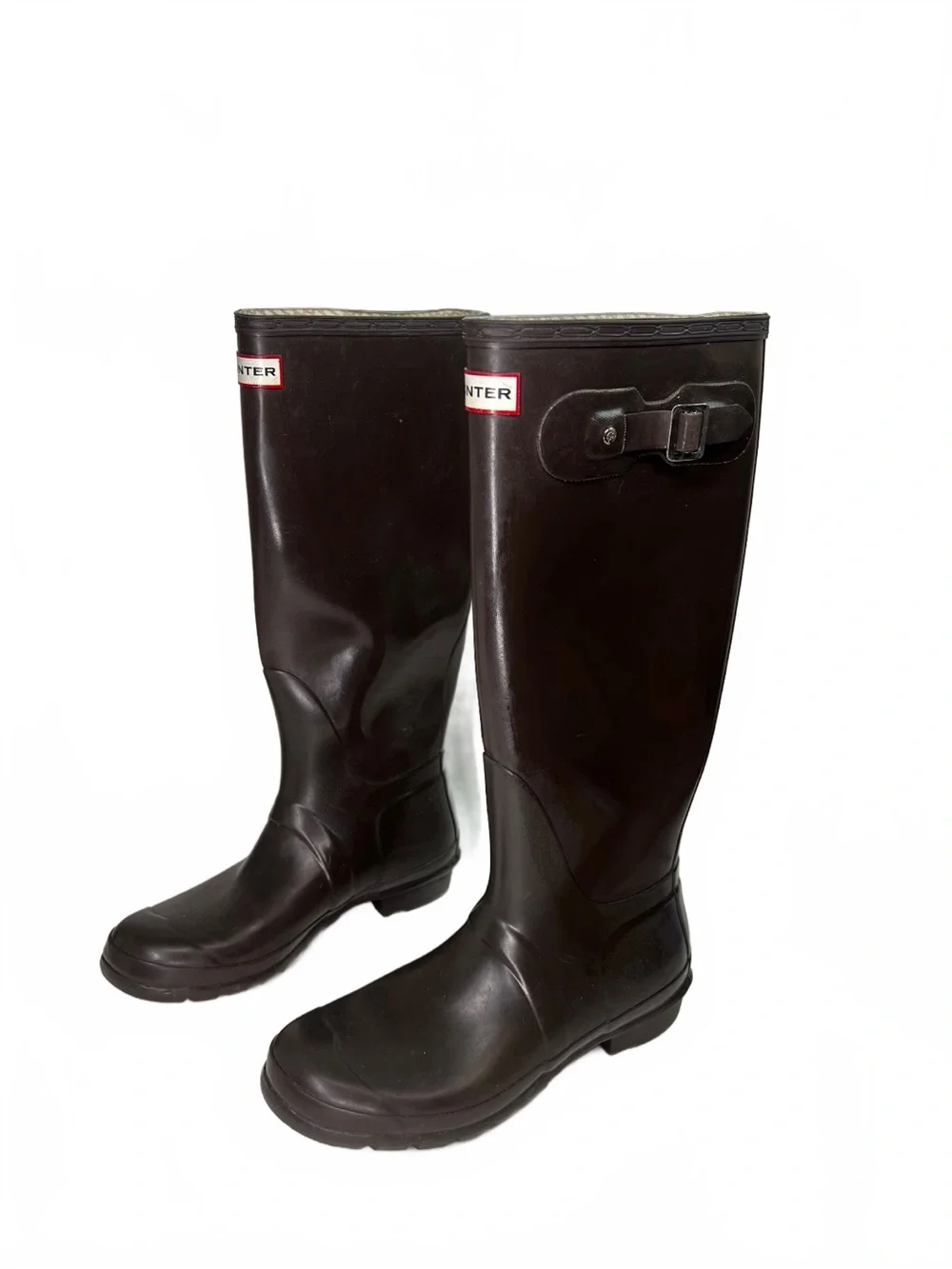 Hunter Original Gloss Tall W23616 brown gloss rubber tall rain boots size US 9